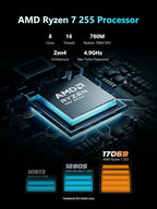 MINISFORUM N5 5-Bay Desktop NAS, AMD Ryzen 7 255, 128GB SSD, 1x 10GbE, 1x 5GbE - Image 2