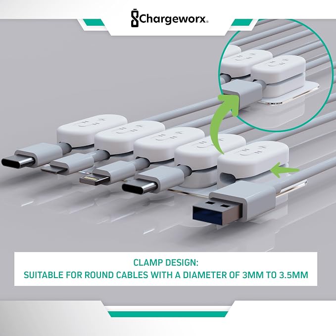 Magnetic Cable Clips – Chargeworx Cord Organizer - Image 5