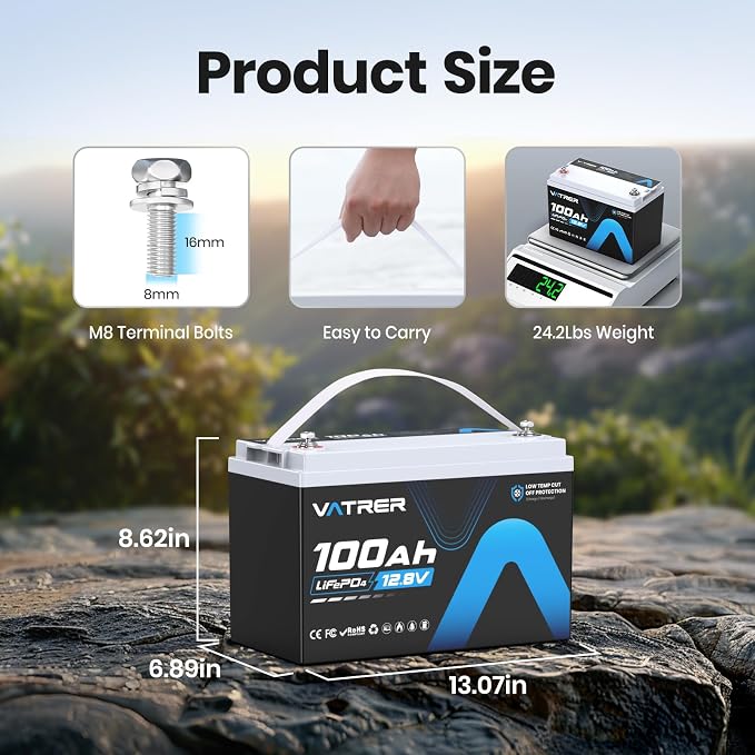 2Pack 12V 100AH Low Temp Cutoff LiFePO4 Lithium Battery - Image 2