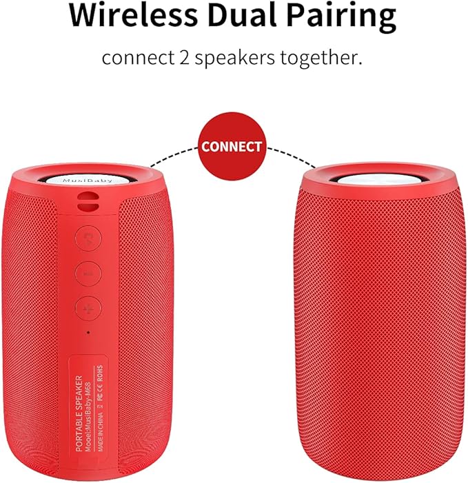 Bluetooth Speaker, MusiBaby Wireless, Waterproof, Portable Speaker, Dual Pairing - Image 5