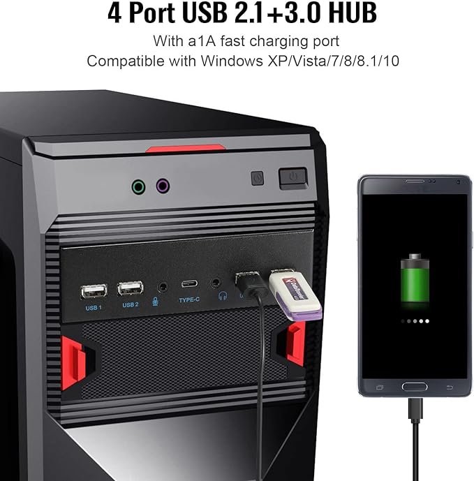 USB2.0 + 3.0 Metal Front, 5.25 inch 19Pin Front Panel Adapter, 4 USB 3.0 Port - Image 5