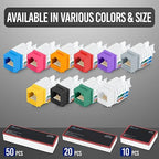 Everest 45° Angled RJ45 Cat6 Keystone Jacks 50-Pack in Pink - Image 9
