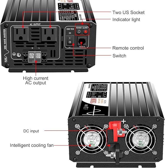 Xijia 1500W Pure Sine Wave Inverter DC 36v to 120v Inverter 60HZ Solar Converter - Image 5