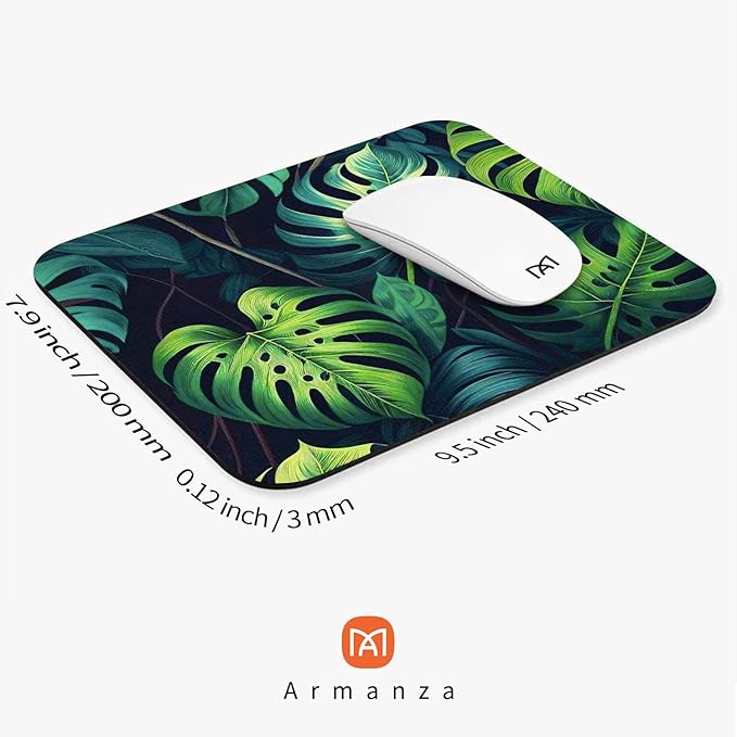Square Mouse Pad Green Leaves, Personalized Premium-Textured Custom Mouse Mat - Image 2
