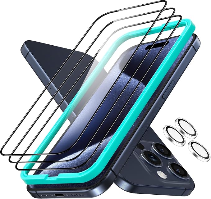 ESR 3+1 Pack for iPhone 15 Pro Screen Protector, Full Coverage Ultra-tough by ESR