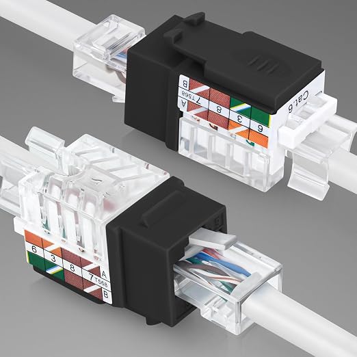Everest 45° Angled RJ45 Cat6 Keystone Jacks 20-Pack in Black - Image 8