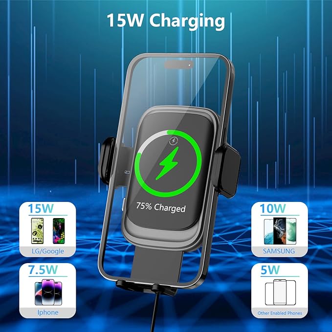 Wireless Car Charger, Auto-Clamping Car Mount 15W/10W/7.5W Fast Charging Air - Image 4