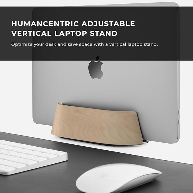 HumanCentric Vertical Laptop Stand in Maple Wood, Upright Adjustable Holder and - Image 2