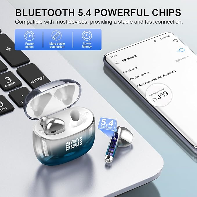 Wireless Earbuds, IPX7 Waterproof Bluetooth 5.4 Earphones in-Ear Earbuds - Image 5