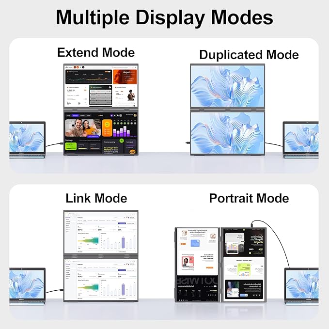 Dual Portable Monitor, 18.5" 1080P FHD IPS Folding Stacked Triple Laptop Screen - Image 3