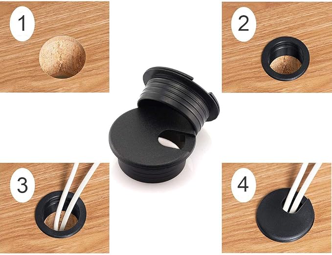 HJ Garden 2pcs 1-1/2 inch Desk Wire Cord Cable Grommets Hole Cover Office PC - Image 4