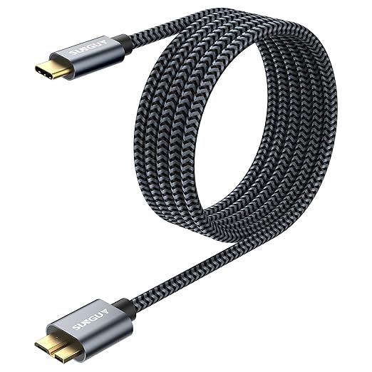 SUNGUY 10Gbps Micro B to USB C Hard Drive Cable 6FT, USB 3.1 USB C to Micro B by SUNGUY
