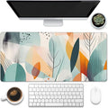 Desk Pad, Abstract Colorful Leaves Desk Mat, Abstract Line Art Large Gaming by Eflxamz
