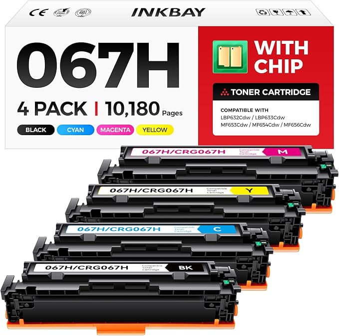 067H Toner Cartridge Set with Chip High Capacity Compatible by INKBAY
