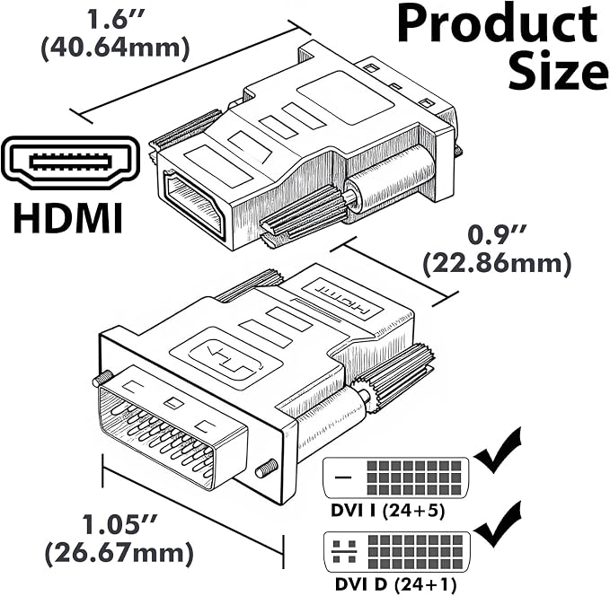 DVI to HDMI Adapter, Laptop – Gold-Plated Connectors - Image 9
