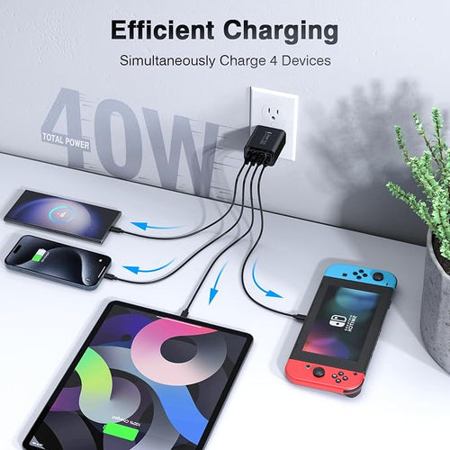 4-Port USB C Wall Charger Block, Fast Type C Power Brick Charging Cube Power - Image 2