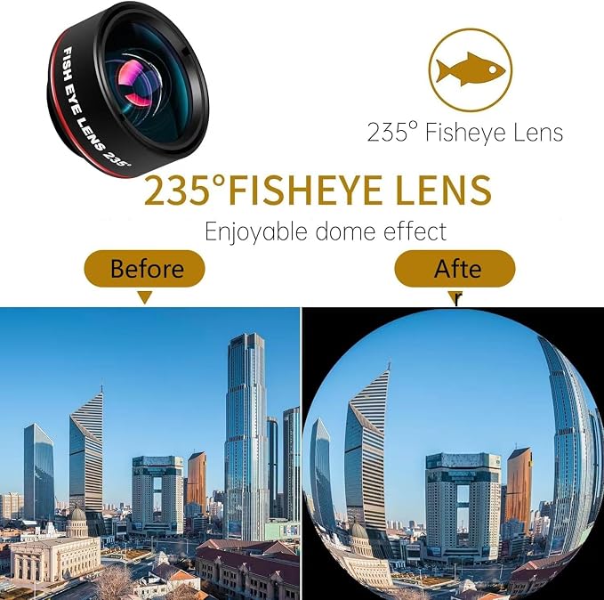 Fisheye 235°, Fish Eye Lens Universal HD Phone Fisheye Lens, Phone Camera Lens - Image 3
