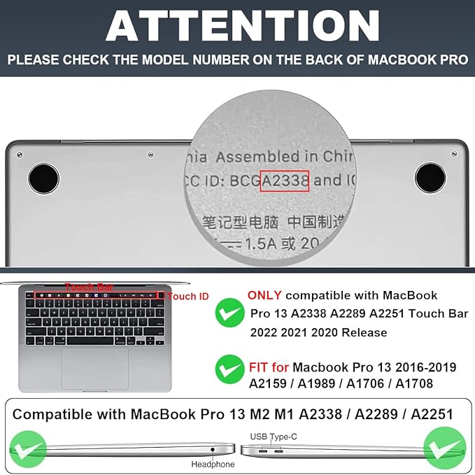 for 2020 2021 2022 MacBook Pro 13 inch Case M2 M1 A2338 A2289 A2251 - Image 2
