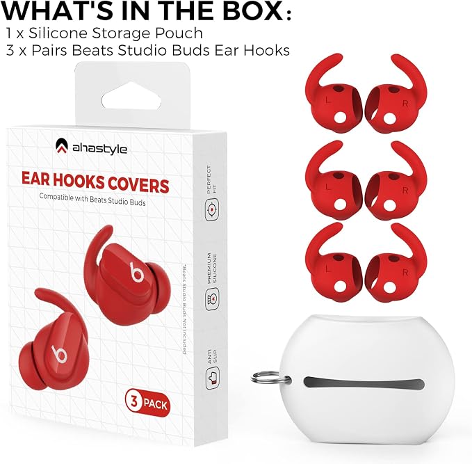AhaStyle 3 Pairs Beats Studio Buds Ear Hooks Anti-Slip Ear Covers Silicone - Image 7