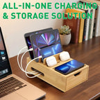 Bamboo Charging Station for Multiple Devices, Desktop Wood Charger Organizer - Image 7