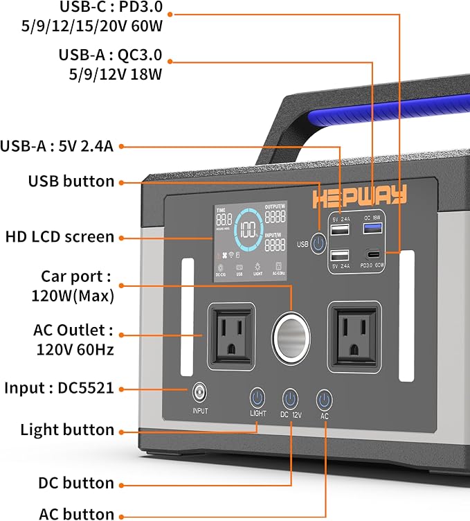 Portable Power Station 700W, 577Wh Solar Generator Surge 1000W Pure Sine Wave - Image 5