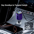 4 in 1 Retractable Car Charger, 69W Car Charger USB C, Cigarette Lighter Adapter - Image 3