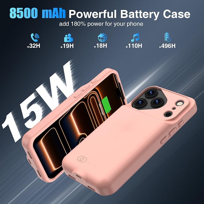 GIN FOXI Battery Case for iPhone 17 Pro, Charging Case Charger 8500mAh - Image 3