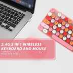 Cute Pink Wireless Keyboard and Mouse, 2.4G Retro Round Keycap - Image 3