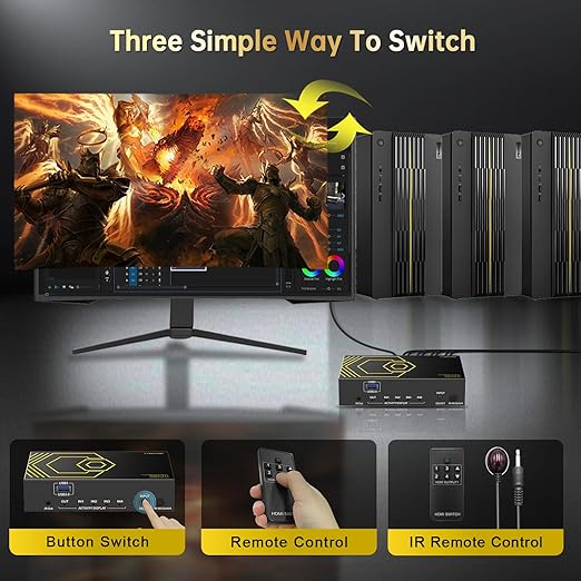 4K@60Hz HDMI KVM Switch USB3.0 4 Computers 1 Monitors HDMI 4 Port KVM Switches - Image 6