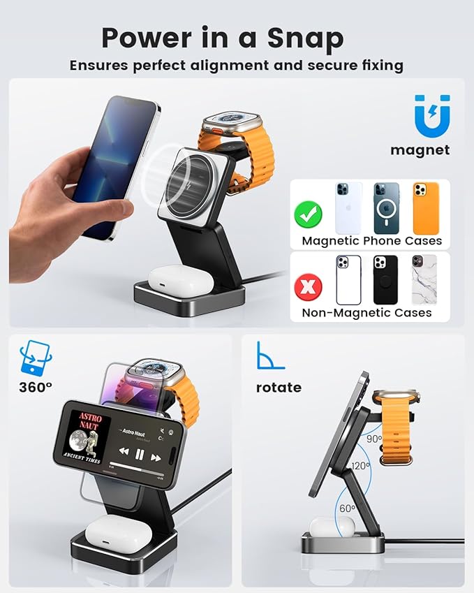3-in-1 Wireless Charger for iPhone, 15W Fast Wireless Charging Station - Image 4
