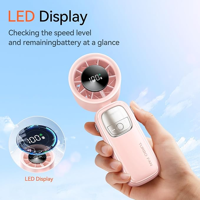 3-in-1 Portable Handheld Turbo Fan-100 Speeds, 15000 RPM, 10Hrs Cooling - Image 5