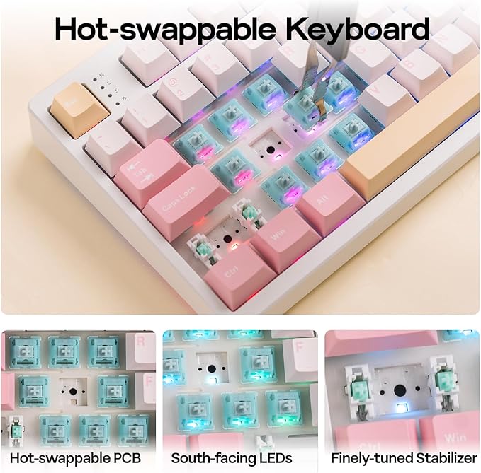 EPOMAKER TH108 Full Size Mechanical Keyboard, Wireless Gaming Keyboard - Image 8
