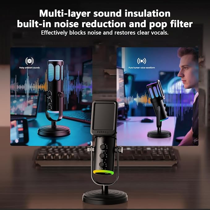 PUPGSIS Gaming Microphone for PC, Noise Cancellation Condenser Mic - Image 4