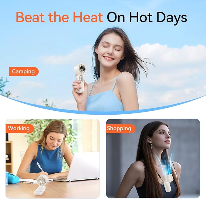 3-in-1 Portable Handheld Turbo Fan-100 Speeds, 15000 RPM, 10Hrs Cooling - Image 8