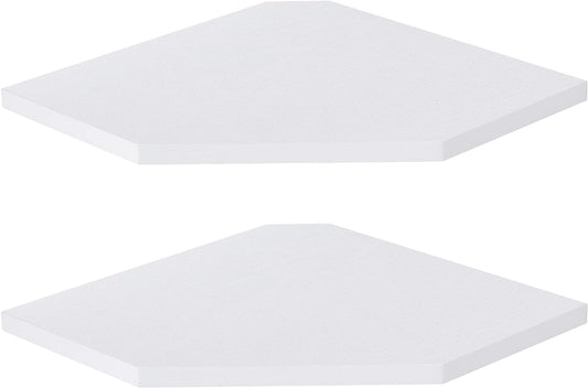 Corner Shelf Wall Mount, Floating Corner Shelves, Set of 2 Corner Wall Shelf Organizer, Rustic Wood Wall Storage Display Shelves for Living Room Bedroom Bathroom Kitchen, Rustic White
