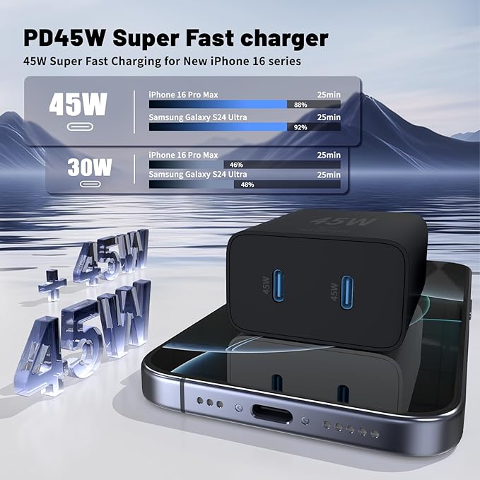 Super Fast Samsung Charger Type C, 45W Dual Port USB C Fast Charger Block & - Image 3