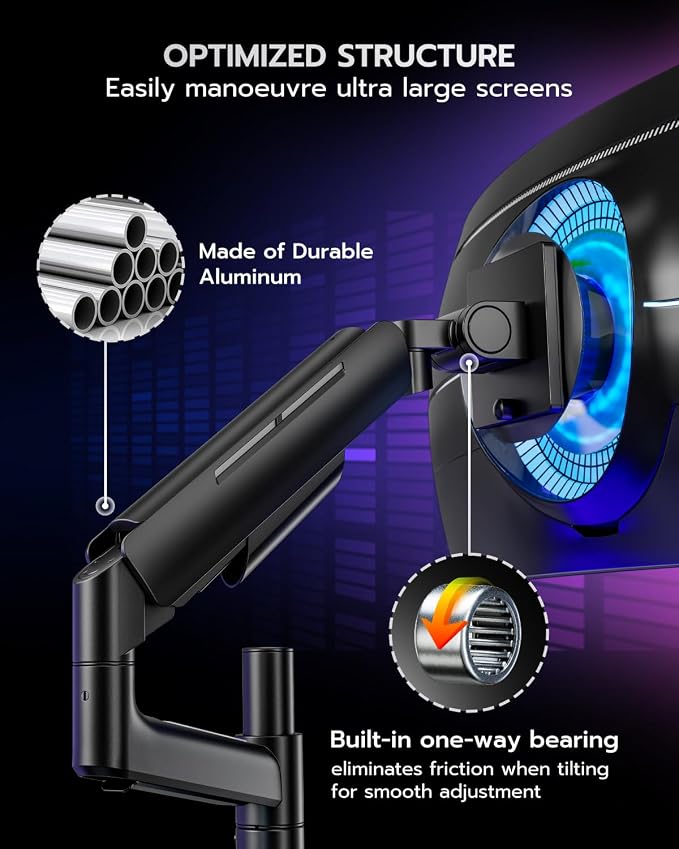 Vertical Dual Monitor Mount for 17-49 Inch Ultrawide Heavy Duty Curved Screen - Image 6