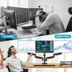 MOUNTUP Triple Monitor Mount for 17-32 inch Screens, Full Motion Triple Monitor - Image 8