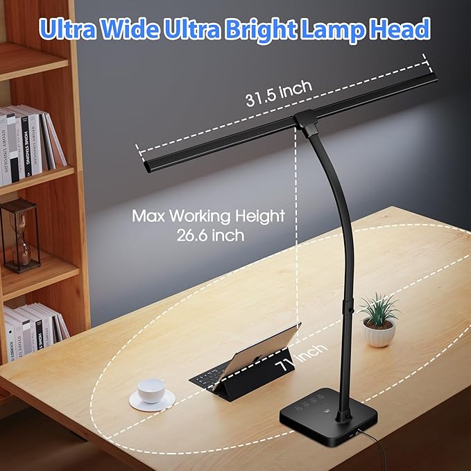 ShineTech LED Desk Lamp for Home Office, 24W Double Head Desk Light - Image 9