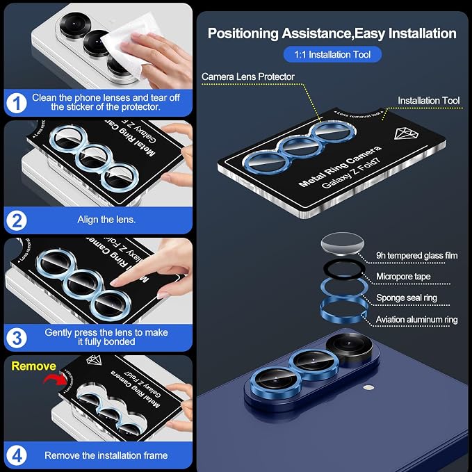 for Samsung Galaxy Z Fold 7 Camera Lens Protector, Individual Metal Ring - Image 6