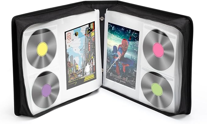 LIOVODE DVD Case 128 DVDs and 64 Booklets Capacity, CD/Blu-ray Storage Binder by LIOVODE