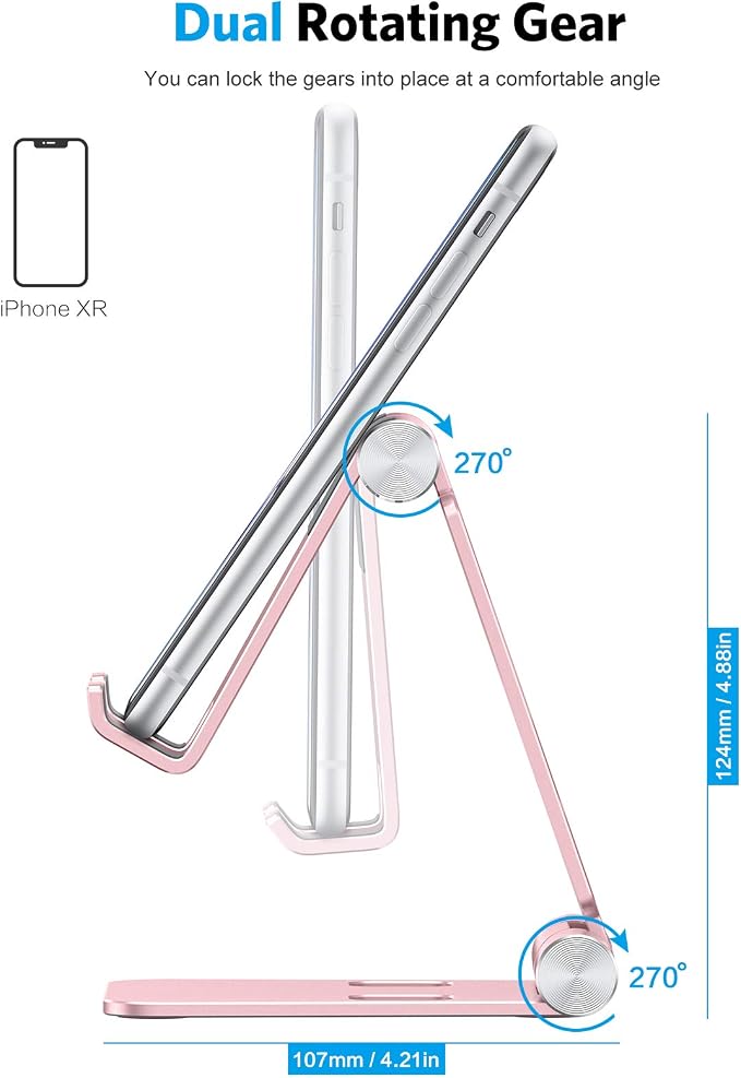 OMOTON Foldable Cell Phone Stand, C4 Portable Aluminum Phone Holder, Adjustable - Image 8