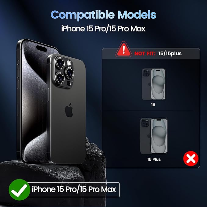 CACOE for iPhone 15 Pro/15 Pro Max Camera Lens Protector - Image 2
