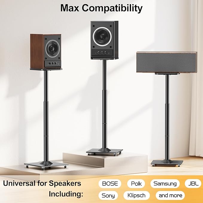 ELIVED Universal Speaker Stands Height Adjustable 28"-37.4", Bookshelf Speaker - Image 3