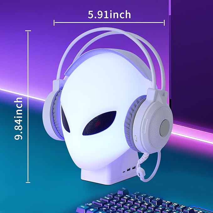 RGB Headphone Stand with Music Rhythm Light, 8-Color LED Gaming Headset Holder - Image 9