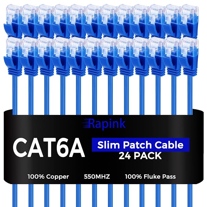 Rapink Patch Cables Cat6a 5ft Slim, Cat6a Ethernet Patch Cable 10G Support by Rapink