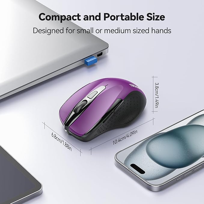 TECKNET Wireless Mouse, 2.4G Ergonomic Optical Mouse, Computer Mouse - Image 2