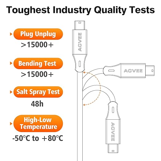 AGVEE 2 Pack 5ft Mini USB Cable, Braided Durable USB-A to Mini-B Charger - Image 6