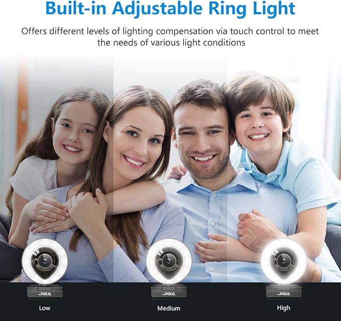 JIGA Streaming Webcam with Dual Microphone 1080P Adjustable Right Light Pro Web - Image 6