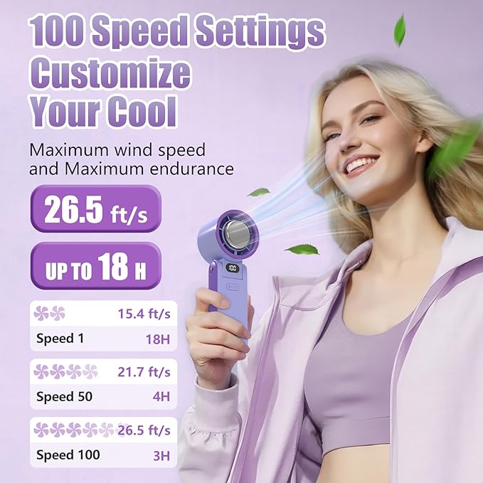 Portable Handheld Fan Rechargeable 100 Speeds Turbo Ice Cooling Fan Personal - Image 2